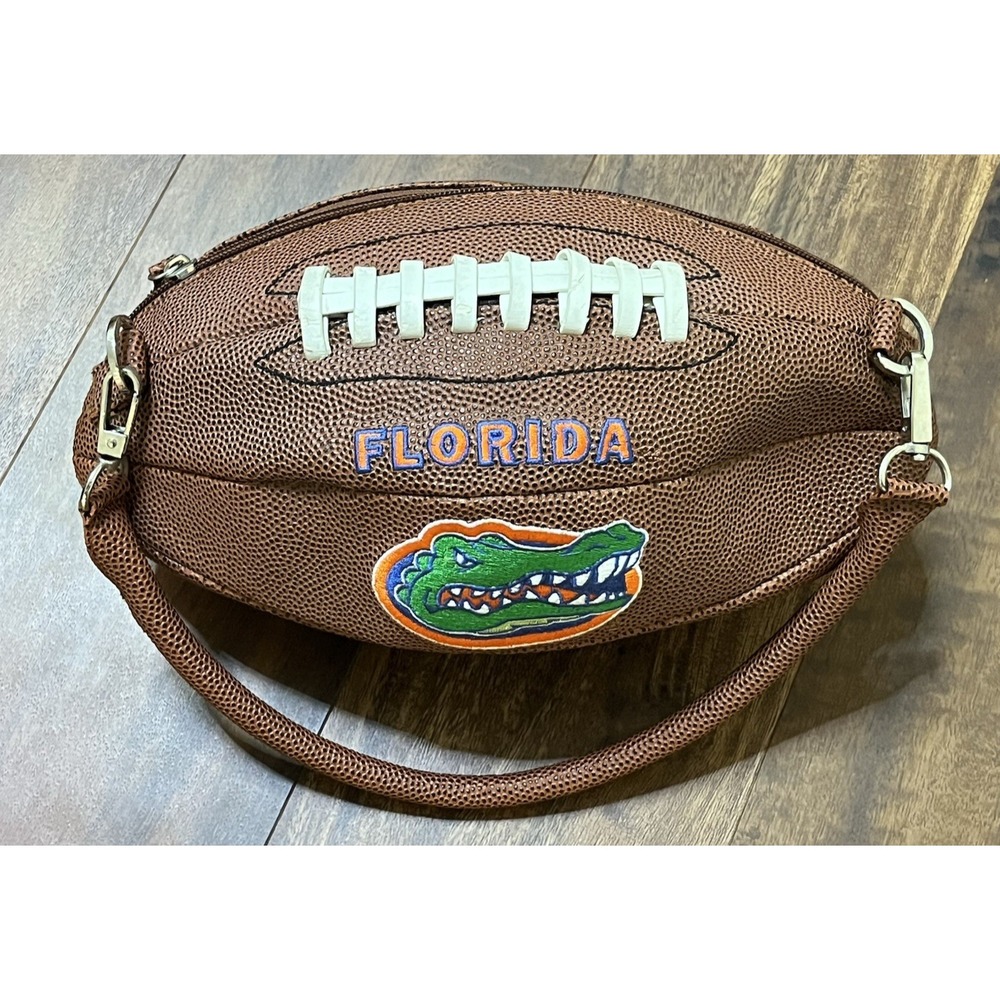 University Of Florida Gators Football Shaped Purse Bag Top Handle Brown